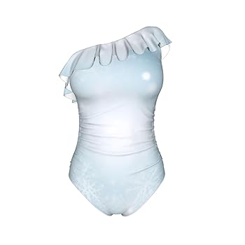 VTCTOASY Women'S One Piece Swimsuit White Snow One Shoulder